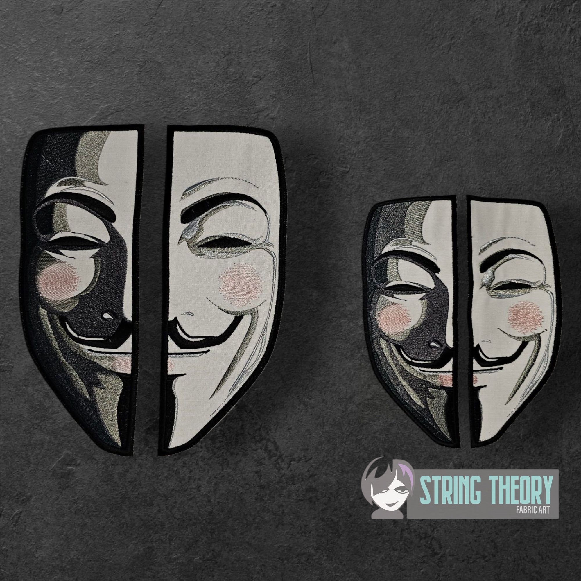 V for Vendetta Split machine embroidery design