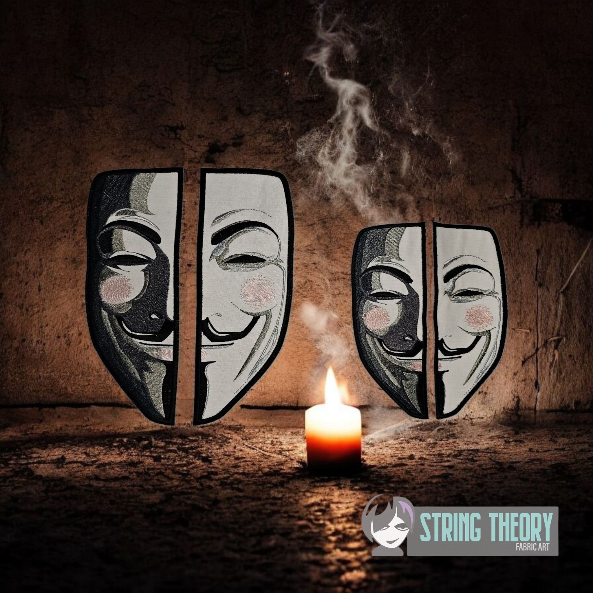 V for Vendetta Split machine embroidery design