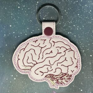 Anatomical Brain Snap Tab ITH in the hoop fob Digital Download for Machine Embroidery Pattern, Design (4x4 Hoop)