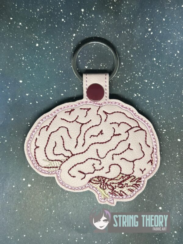 Anatomical Brain Snap Tab ITH in the hoop fob Digital Download for Machine Embroidery Pattern, Design (4x4 Hoop)