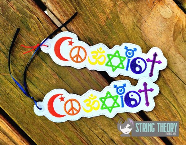 Coexist Bookmark ITH in the hoop Digital Download for Machine Embroidery Pattern, Design ( 2ITH 5x7 Hoop) - Image 2
