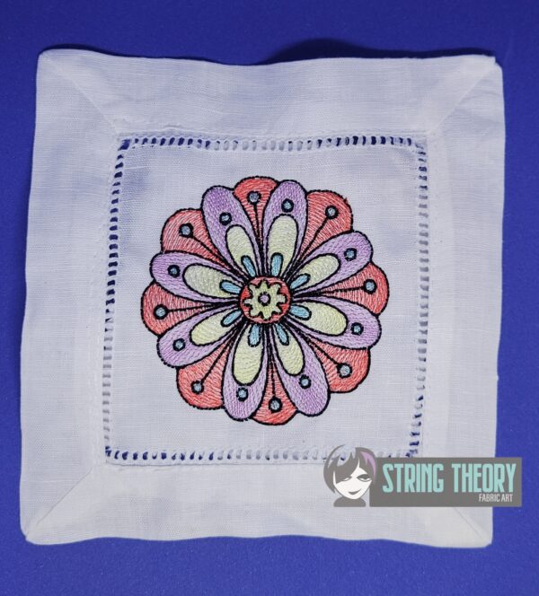 Mehndi Flower 2 - light stitch (sketchy) Digital Download for Machine Embroidery Pattern, Design (4x4 Hoop) - Image 2