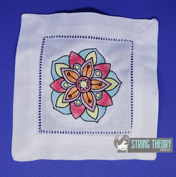 Mehndi Flower 3 - light stitch (sketchy) Digital Download for Machine Embroidery Pattern, Design (4x4 Hoop) - Image 2