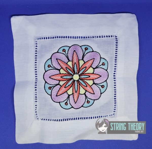 Mehndi Flower 4 - light stitch (sketchy) Digital Download for Machine Embroidery Pattern, Design (4x4 Hoop) - Image 2