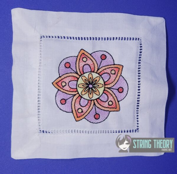 Mehndi Flower 5 - light stitch (sketchy) Digital Download for Machine Embroidery Pattern, Design (4x4 Hoop) - Image 2