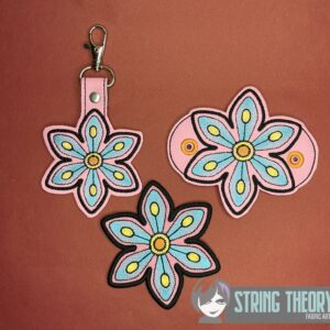 Mehndi Flower 1 fob, patch, bun cover ITH in the hoop Digital Download for Machine Embroidery Pattern, Design (4x4 Hoop)