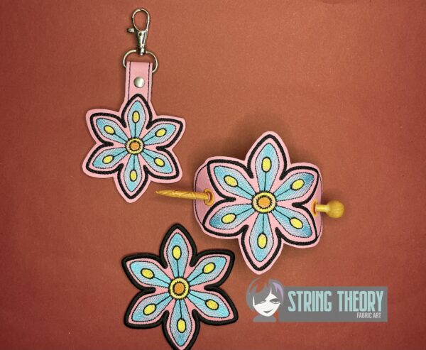 Mehndi Flower 1 fob, patch, bun cover ITH in the hoop Digital Download for Machine Embroidery Pattern, Design (4x4 Hoop) - Image 6