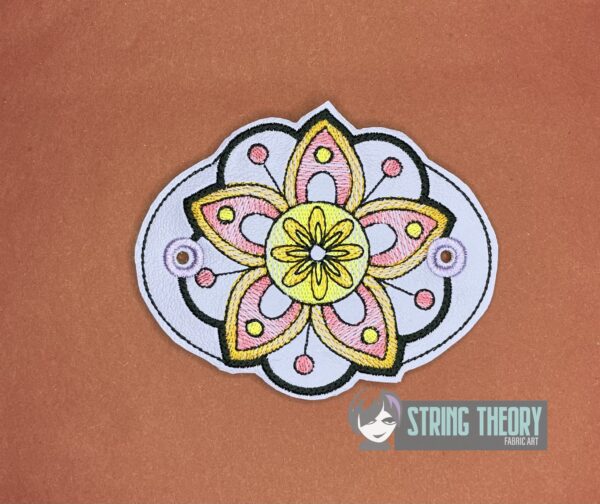 Mehndi Flower 3 fob, patch, bun cover ITH in the hoop Digital Download for Machine Embroidery Pattern, Design (4x4 Hoop) - Image 3