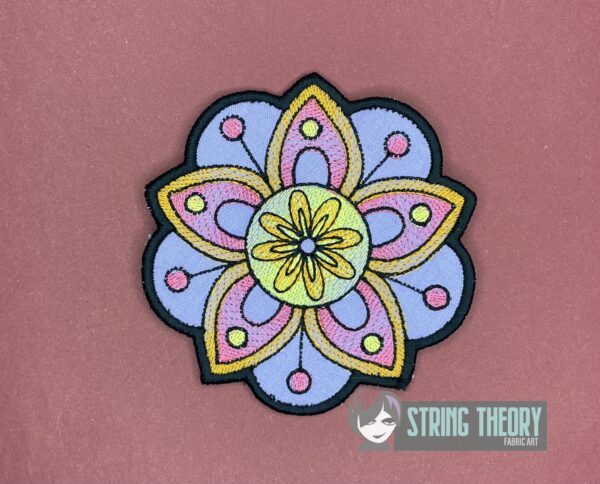 Mehndi Flower 3 fob, patch, bun cover ITH in the hoop Digital Download for Machine Embroidery Pattern, Design (4x4 Hoop) - Image 4