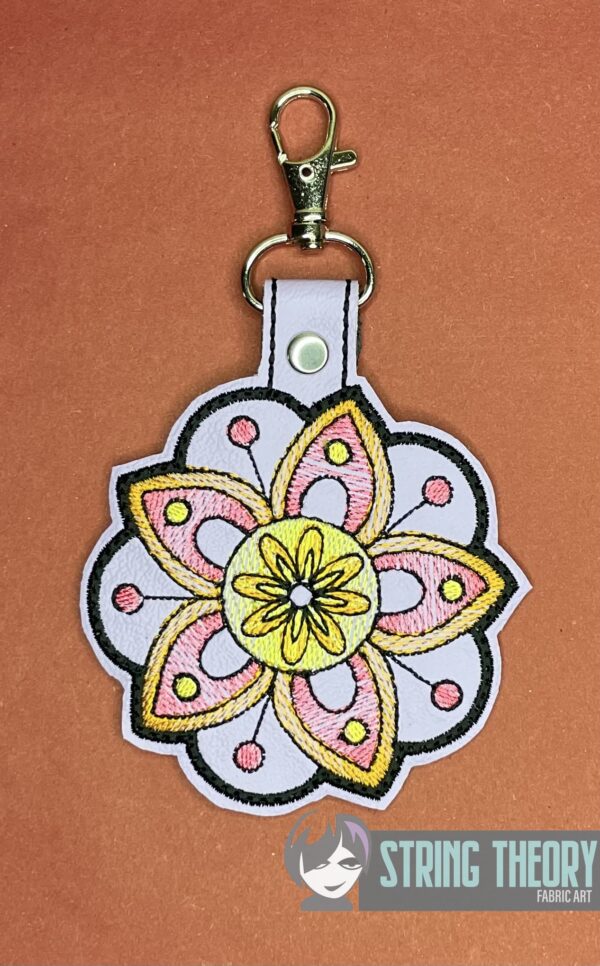 Mehndi Flower 3 fob, patch, bun cover ITH in the hoop Digital Download for Machine Embroidery Pattern, Design (4x4 Hoop) - Image 2