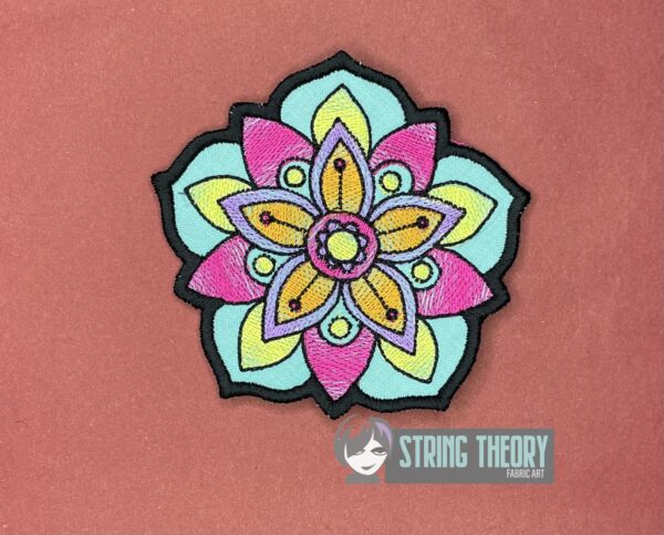 Mehndi Flower 5 fob, patch, bun cover ITH in the hoop Digital Download for Machine Embroidery Pattern, Design (4x4 Hoop) - Image 3