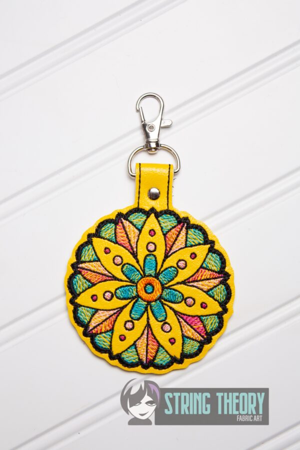 Mehndi Flower 6 fob, patch, bun cover ITH in the hoop Digital Download for Machine Embroidery Pattern, Design (4x4 Hoop) - Image 3