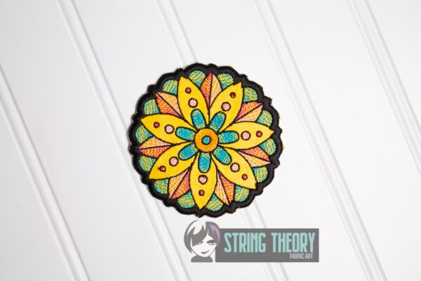 Mehndi Flower 6 fob, patch, bun cover ITH in the hoop Digital Download for Machine Embroidery Pattern, Design (4x4 Hoop) - Image 2