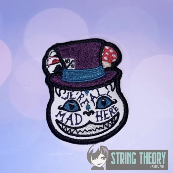 Cheshire Cat We’re All Mad Here fob, patch, bun cover ITH in the hoop Digital Download for Machine Embroidery Pattern, Design (4x4 Hoop) - Image 5
