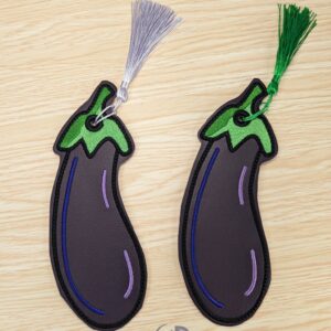 Eggplant Bookmark ITH in the hoop Digital Download for Machine Embroidery Pattern, Design ( 2ITH 5x7 Hoop)