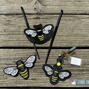 Bee fob, patch, bun cover ITH in the hoop Digital Download for Machine Embroidery Pattern, Design (4x4 Hoop)
