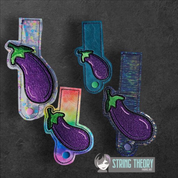 Eggplant Tabs ITH in the hoop wallet tab Digital Download for Machine Embroidery Pattern, Design (4×4, 5x7 Hoop)