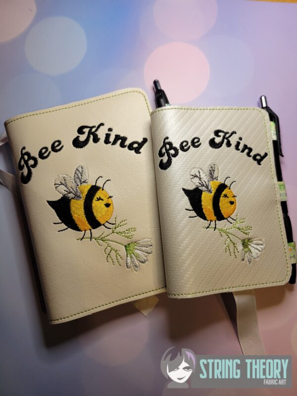 Bee Kind (of a Bitch) Notebook Cover  ITH in the hoop Digital Download for Machine Embroidery Pattern, Design (5×7, 6×10 Hoop)
