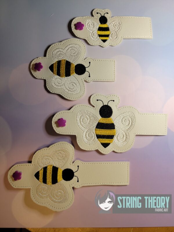 Bee Tabs ITH in the hoop wallet tab Digital Download for Machine Embroidery Pattern, Design (4x4, 5x7 Hoop)