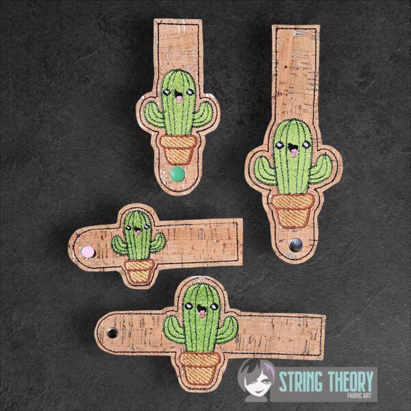 Kawaii Cactus #1 Tabs ITH in the hoop wallet tab Digital Download for Machine Embroidery Pattern, Design (4x4, 5x7 Hoop)