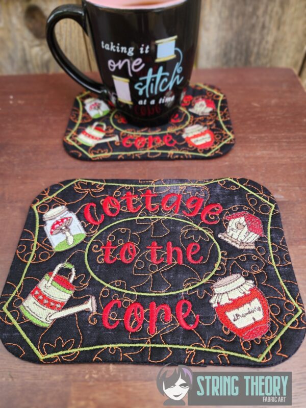 Cottagecore - Cottage to the Core Mug Rug ITH in the hoop Digital Download for Machine Embroidery Pattern, Design (5x7, 6x10 Hoop) - Image 2
