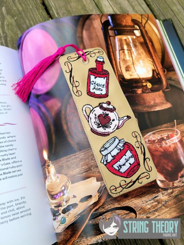 Cottagecore - Tea Time Bookmark ITH in the hoop Digital Download for Machine Embroidery Pattern, Design ( 2ITH 5x7 Hoop)