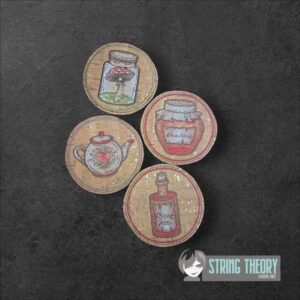 Cottagecore Tea Time Set of Four ITH Coasters in the hoop Digital Download for Machine Embroidery Pattern, Design (4×4 Hoop)