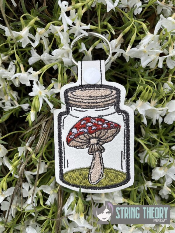 Cottagecore Mushroom Jar fob, patch, Ornament ITH in the hoop Digital Download for Machine Embroidery Pattern, Design (4x4 Hoop) - Image 2