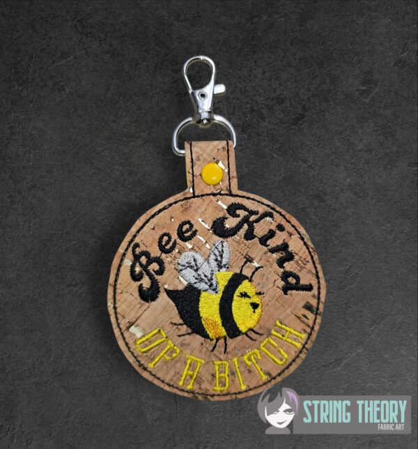 Bee Kind (of a Bitch) Fish fob, patch, bun cover ITH in the hoop Digital Download for Machine Embroidery Pattern, Design (4x4 Hoop) - Image 2