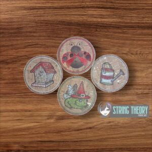 Cottagecore Garden Time Set of Four ITH Coasters in the hoop Digital Download for Machine Embroidery Pattern, Design (4×4 Hoop)