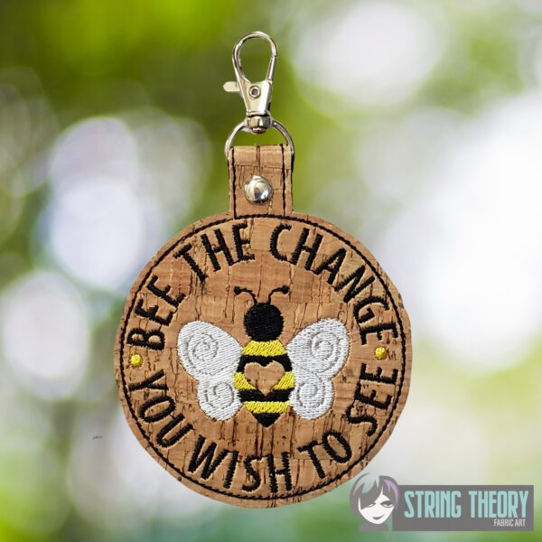 Bee the Change fob, patch, bun cover ITH in the hoop Digital Download for Machine Embroidery Pattern, Design (4x4 Hoop) - Image 2