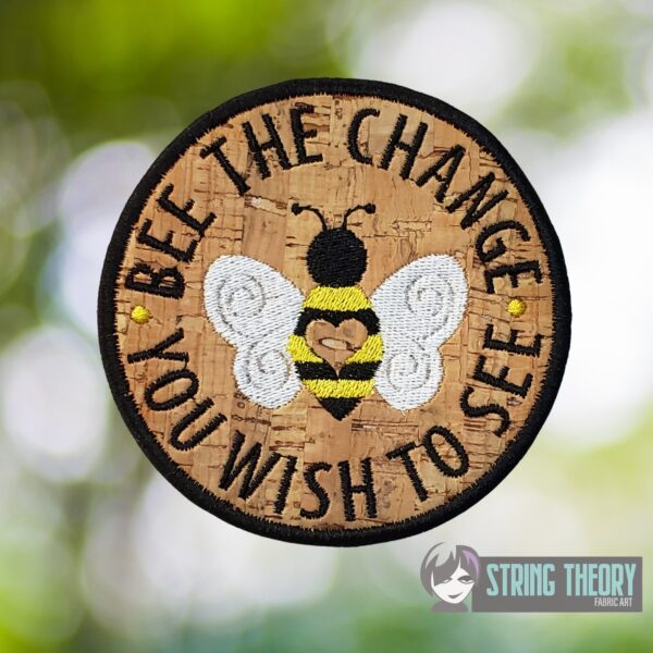 Bee the Change fob, patch, bun cover ITH in the hoop Digital Download for Machine Embroidery Pattern, Design (4x4 Hoop) - Image 3