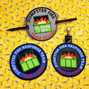 Dumpster Fire Response Team - Team Leader fob, patch, bun cover ITH in the hoop Digital Download for Machine Embroidery Pattern, Design (4×4 Hoop)