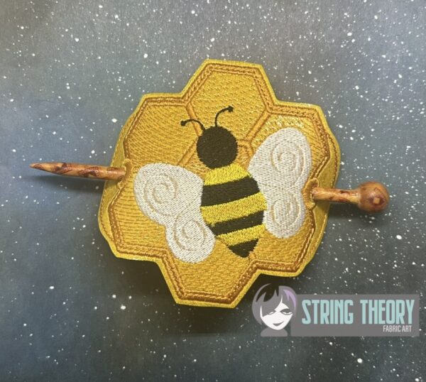 Bee & Honeycomb fob, patch, bun cover ITH in the hoop Digital Download for Machine Embroidery Pattern, Design (4x4 Hoop) - Image 4
