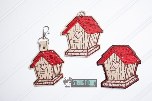 Cottagecore Birdhouse fob, patch, Ornament ITH in the hoop Digital Download for Machine Embroidery Pattern, Design (4x4 Hoop)