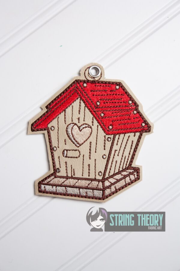 Cottagecore Birdhouse fob, patch, Ornament ITH in the hoop Digital Download for Machine Embroidery Pattern, Design (4x4 Hoop) - Image 4