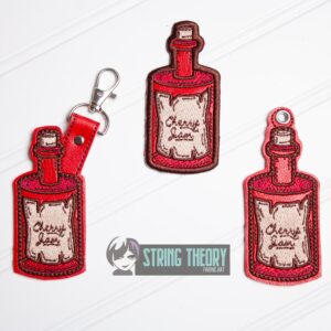 Cottagecore Cherry Jam fob, patch, Ornament ITH in the hoop Digital Download for Machine Embroidery Pattern, Design (4x4 Hoop)