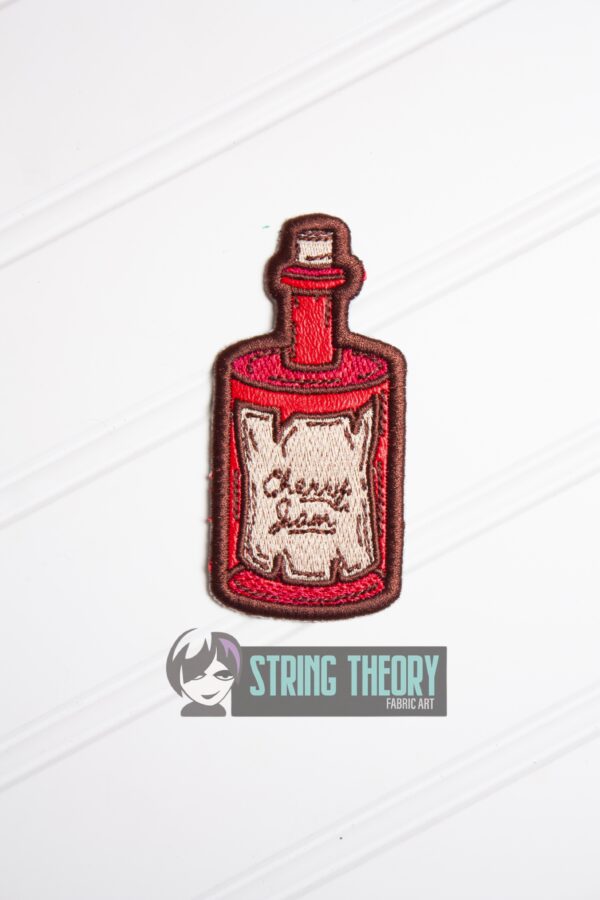 Cottagecore Cherry Jam fob, patch, Ornament ITH in the hoop Digital Download for Machine Embroidery Pattern, Design (4x4 Hoop) - Image 3