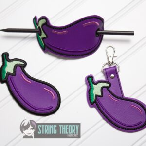 Eggplant fob, patch, bun cover ITH in the hoop Digital Download for Machine Embroidery Pattern, Design (4x4 Hoop)