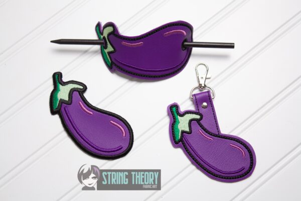 Eggplant fob, patch, bun cover ITH in the hoop Digital Download for Machine Embroidery Pattern, Design (4x4 Hoop)