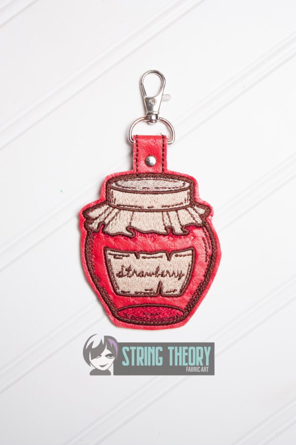 Cottagecore Strawberry Jar fob, patch, Ornament ITH in the hoop Digital Download for Machine Embroidery Pattern, Design (4x4 Hoop) - Image 2