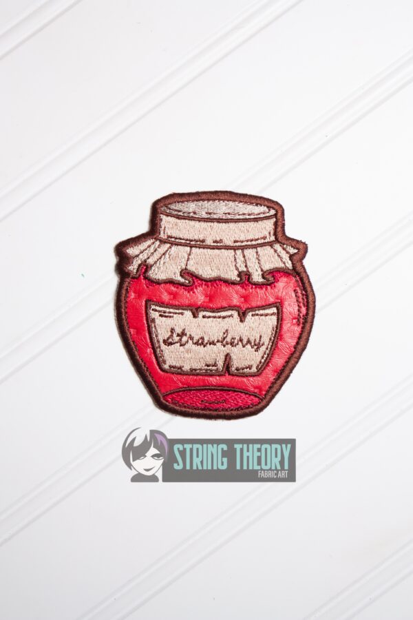 Cottagecore Strawberry Jar fob, patch, Ornament ITH in the hoop Digital Download for Machine Embroidery Pattern, Design (4x4 Hoop) - Image 3