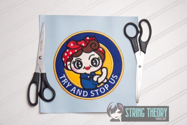 Try and Stop Us – Chibi Rosie the Riveter Double Appliqué Digital Download for Machine Embroidery Pattern, Design (5x7, 6x10, 7x11, 8x12 Hoop)