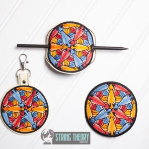 Tessellation Fish fob, patch, bun cover ITH in the hoop Digital Download for Machine Embroidery Pattern, Design (4x4 Hoop)