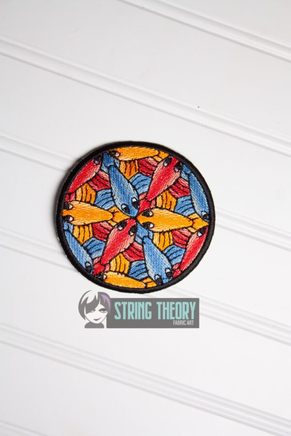 Tessellation Fish fob, patch, bun cover ITH in the hoop Digital Download for Machine Embroidery Pattern, Design (4x4 Hoop) - Image 4