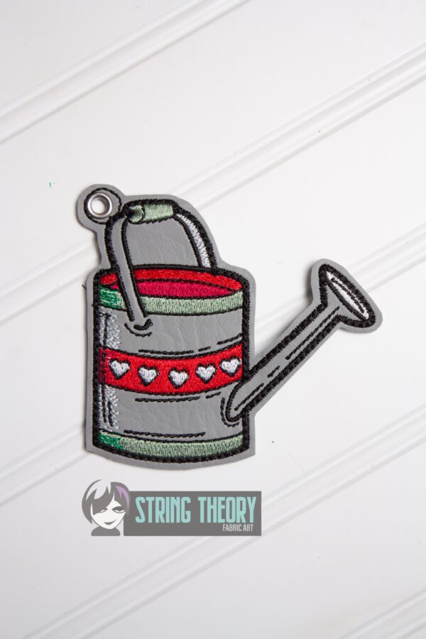 Cottagecore Watering Can fob, patch, Ornament ITH in the hoop Digital Download for Machine Embroidery Pattern, Design (4x4 Hoop) - Image 4