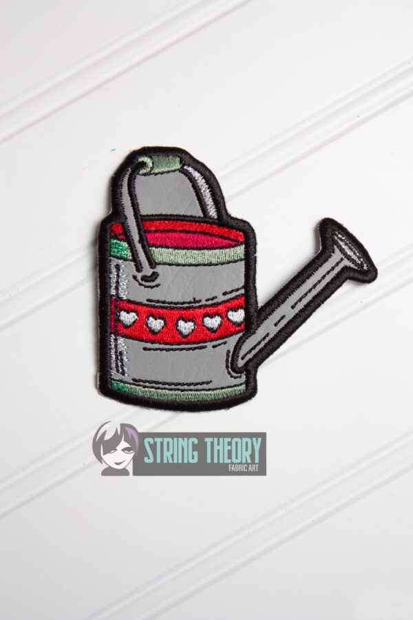 Cottagecore Watering Can fob, patch, Ornament ITH in the hoop Digital Download for Machine Embroidery Pattern, Design (4x4 Hoop) - Image 3