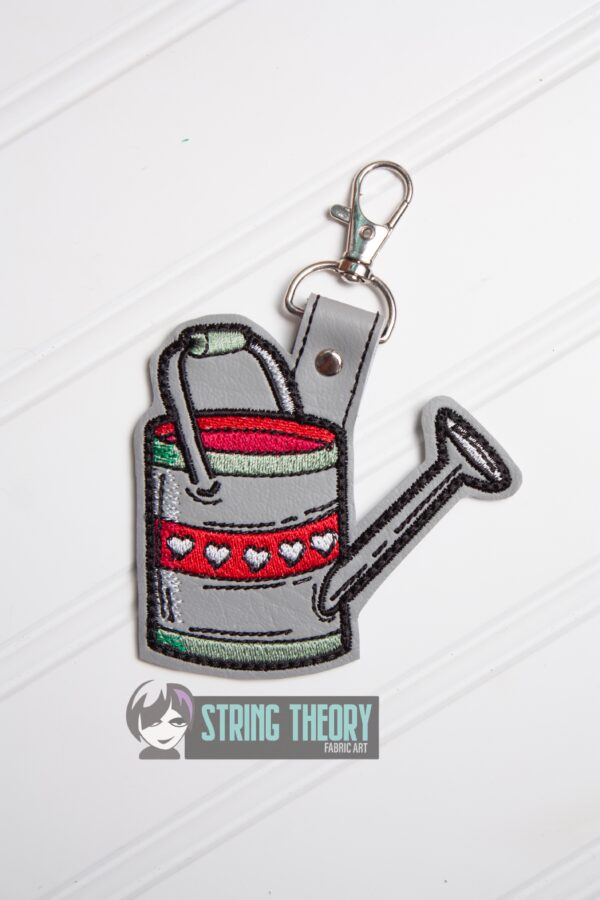Cottagecore Watering Can fob, patch, Ornament ITH in the hoop Digital Download for Machine Embroidery Pattern, Design (4x4 Hoop) - Image 2