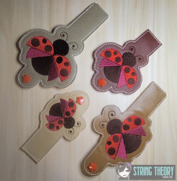 Cottagecore Ladybug Tabs ITH in the hoop wallet tab Digital Download for Machine Embroidery Pattern, Design (4x4, 5x7 Hoop)