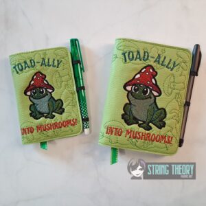 Chibi Mushtoad – TOAD-ALLY Into Mushrooms  Notebook Cover ITH in the hoop Digital Download for Machine Embroidery Pattern, Design (5×7, 6×10 Hoop)